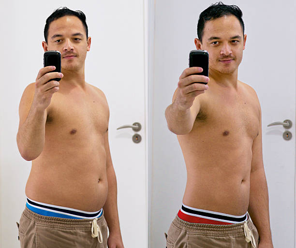 Shot of a handsome young man taking a selfie before and after his diet